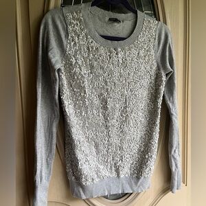 Express sequin sweater gray small